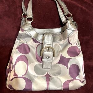 COPY - Coach Soho Scarf print extra large purple, white and silver hobo bag!!